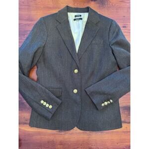 J Crew Womens Schoolboy Gray Single Breasted Wool Blazer Size 2 Gold Buttons